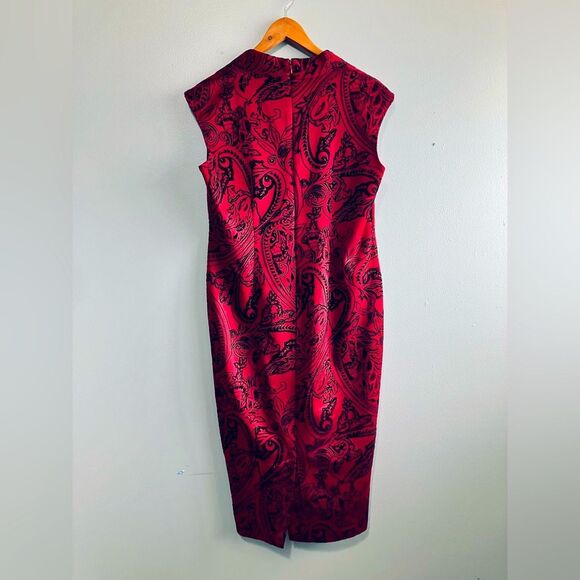 SL Fashions Red and Black Shift Dress with Velvet Texture Women Plus Size 14 - Picture 4 of 7